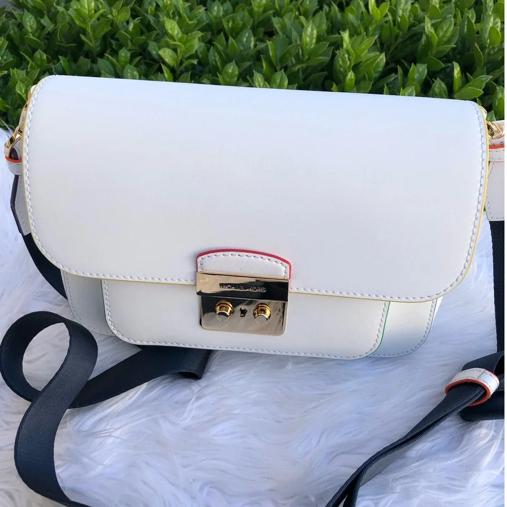 Michael Kors Sloan Editor Leather Messenger Crossbody Rainbow - Picture 5 of 16